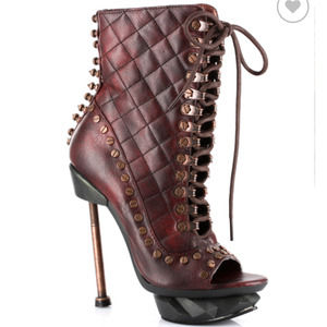 HADES FOOTWEAR Women's Vegan Red Studded Leather Steampunk Stiletto Heels size 7